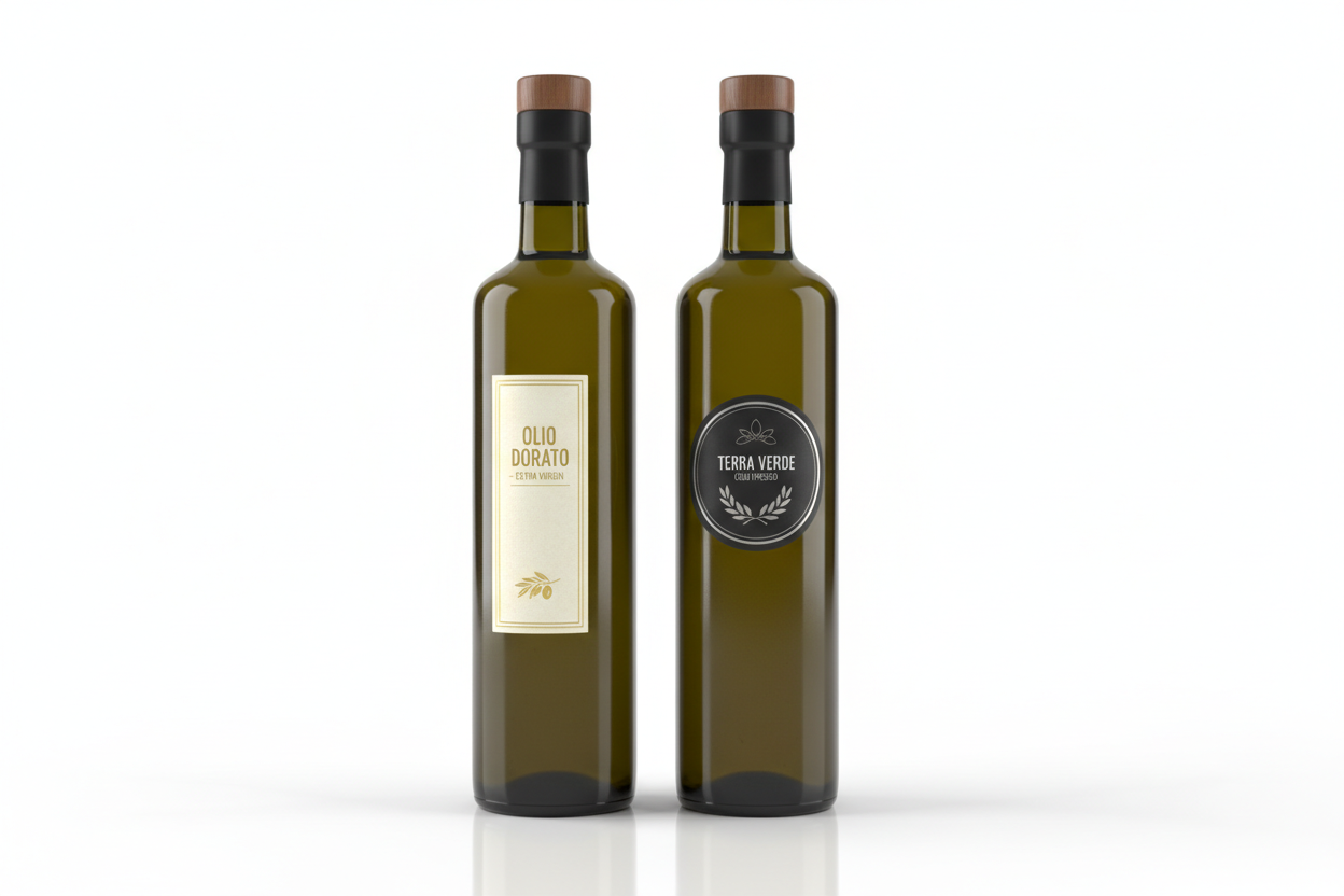 2 extra virgin olive oikt bottles